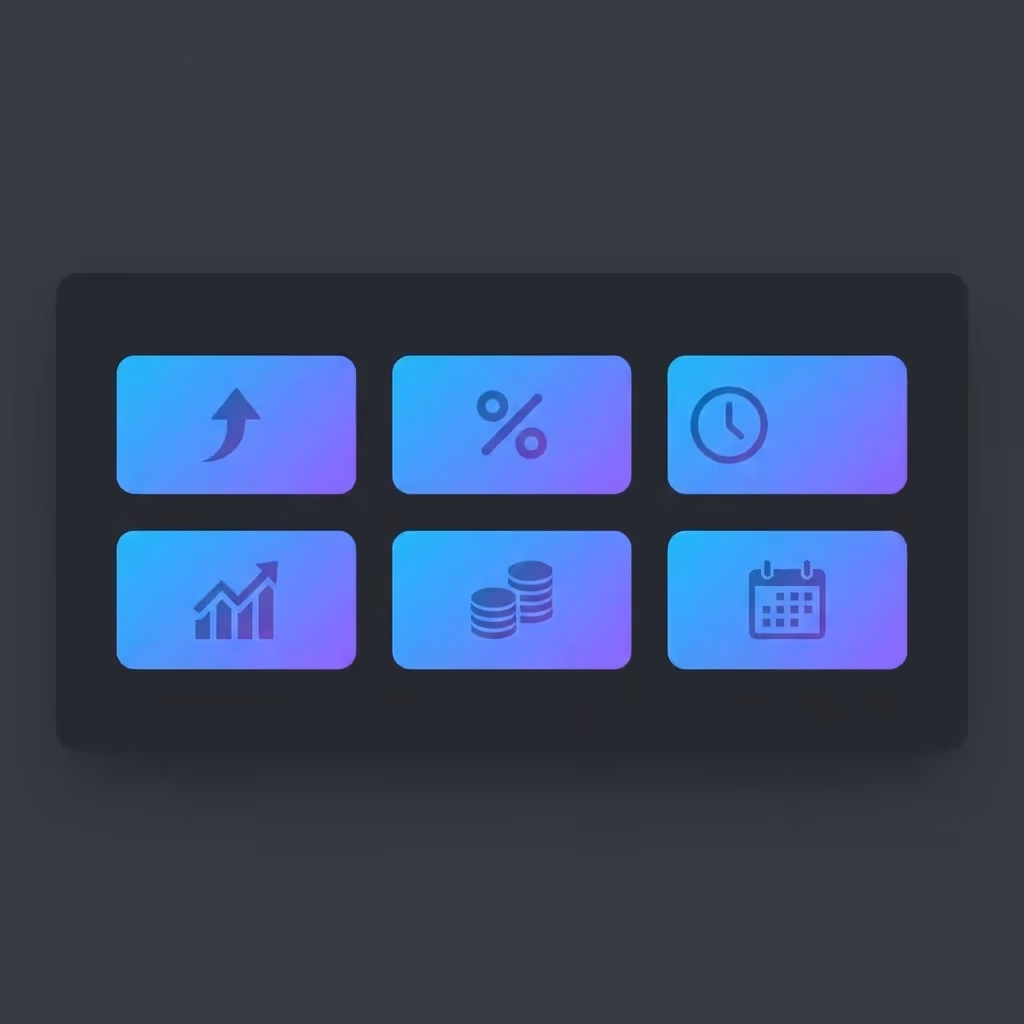 Dashboard con 6 indicatori chiave di prestazione e grafici
