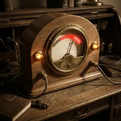 Rilevatore di bugie con ago oscillante verso falso, indicatore allarme rosso, lente d'ispezione